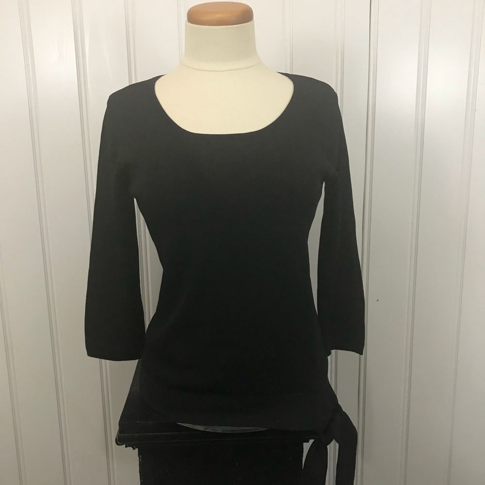 Coldwater creek black tunic shirt with waist tie m
